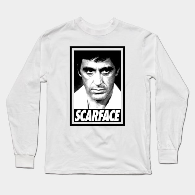 Scarface - Portrait Long Sleeve T-Shirt by DoctorBlue